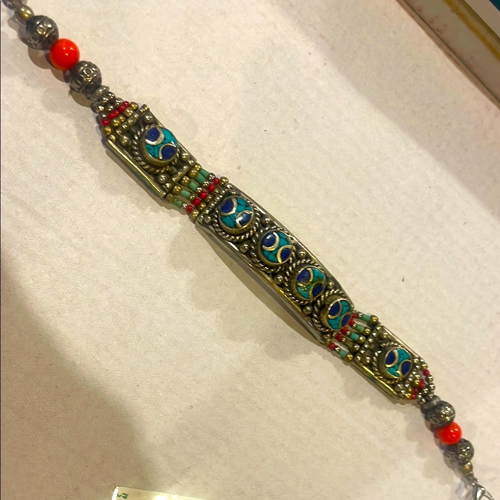 Elegant Silver and Blue Beaded Bracelet